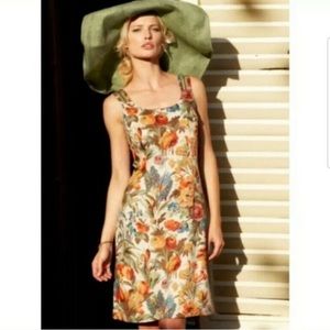 Peruvian Connections Floral Linen Sheath Dress